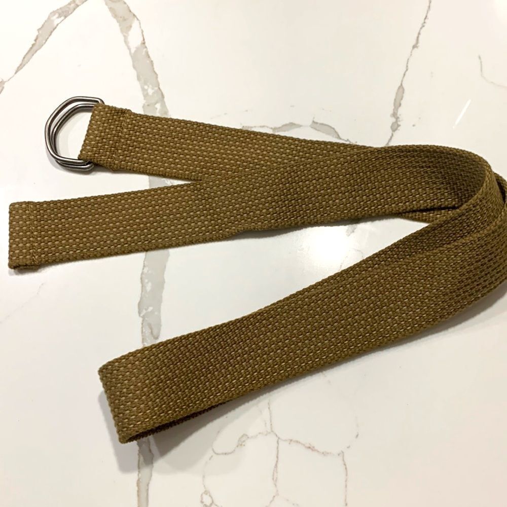 Men’s Weave Canvas Adjustable Belt Silver Hardware Size 36/47”